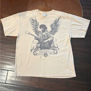 2007 Jimi Hendrix Graphic Tee in Tan and black